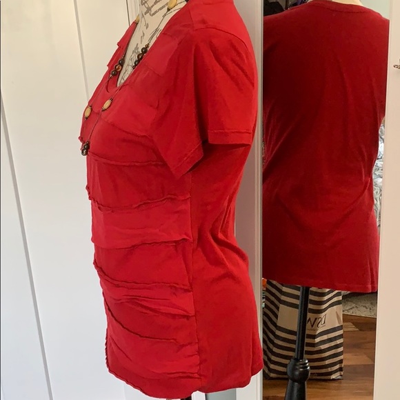 Merona tee-shirt short sleeve ruffles red - Picture 4 of 8